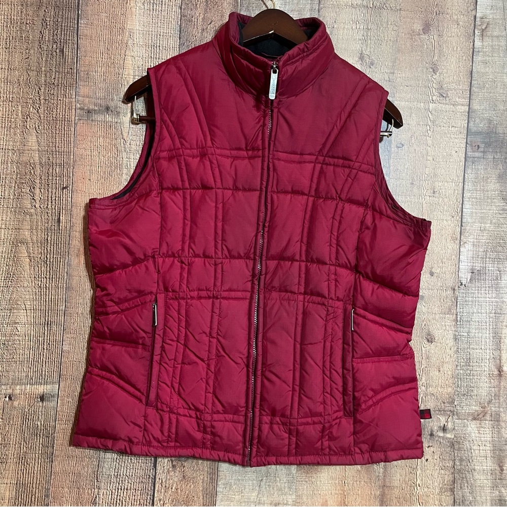Woolrich Vest Womens Large Ruby Red Sleeveless Full Zip